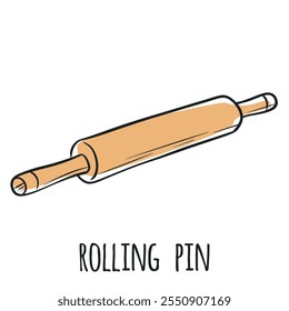 Rolling Pin Isolated Vector Hand Drawn