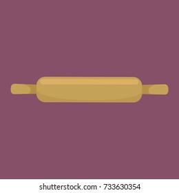 Rolling pin kitchen accessories isolated, cooking domestic equipment icons vector household illustration top view kitchenware