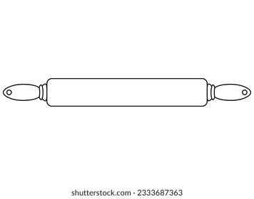 Rolling pin, kitchen cooking tool for rolling out dough - vector linear illustration for coloring book, logo or pictogram. Outline. Rolling pin sign or icon