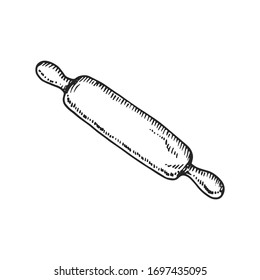 rolling pin kitchen sketch isolated on white background vector