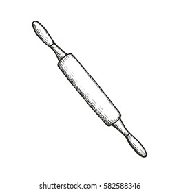 rolling pin kitchen sketch vector illustration isolated