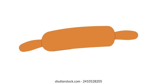 Rolling pin kitchen utensil used to roll out and flatten dough for baking for creating bakery. Isolated vector illustration.