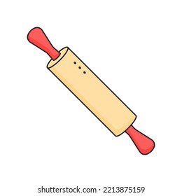 Rolling pin. Kitchenware element. Kitchen utensil and tool. Doodle style.
