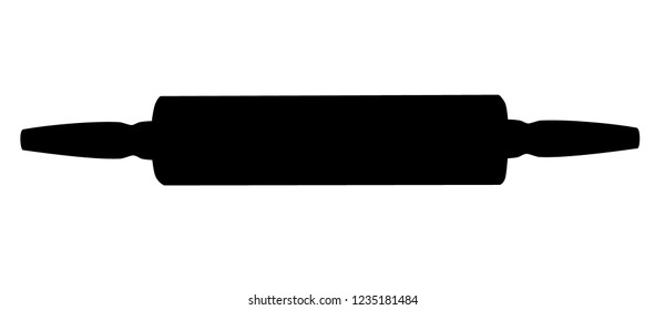 Rolling pin. Kithsen utensil. Vector illustration. Rolling pin black silhouette