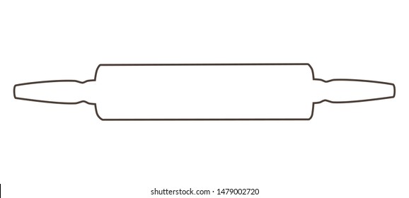 Rolling pin. Kithsen utensil. Vector illustration. Rolling pin silhouette