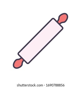 rolling pin line and fill style icon design, kitchen cook eat food restaurant home menu dinner lunch cooking and meal theme Vector illustration