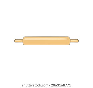 Rolling pin made of wood for rolling dough, hand drawn vector illustration isolated on white background. Kitchen utensil for work with dough and preparing homemade food.