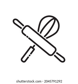 Rolling pin and mixer, icon in line style.