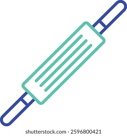 Rolling pin outline dual color vector illustration icon design