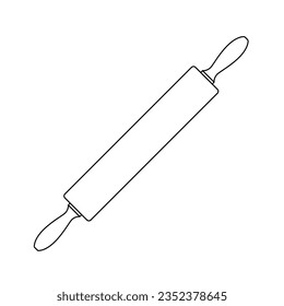 Rolling Pin Outline Icon Illustration on White Background