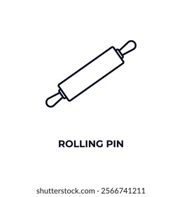 rolling pin outline icon. Linear vector from kitchen concept. Thin line rolling pin icon isolated on white background