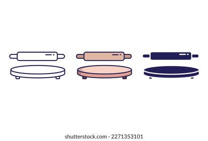 Rolling Pin outline and solid vector icon