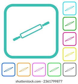 Rodamiento de los iconos planos de color intenso en bordes curvados sobre fondo blanco