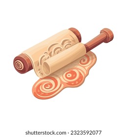 Rolling pin for pasta over white
