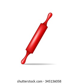 Rolling pin in red design with shadow