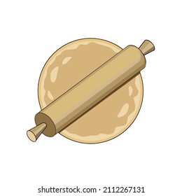 Rolling pin and rolled dough, an emblem, an icon for a bakery.Vector illustration.