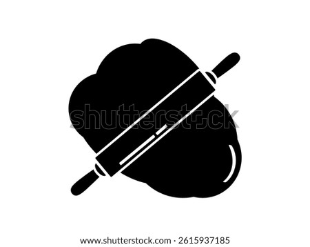 Rolling pin rolls dough icon isolated on white background.