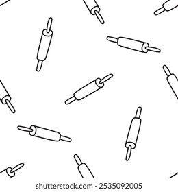 Rolling pin seamless pattern doodle vector on white background