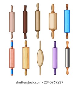 rolling pin set cartoon. dough wooden, tool wood, vintage cylinder rolling pin sign. isolated symbol vector illustration