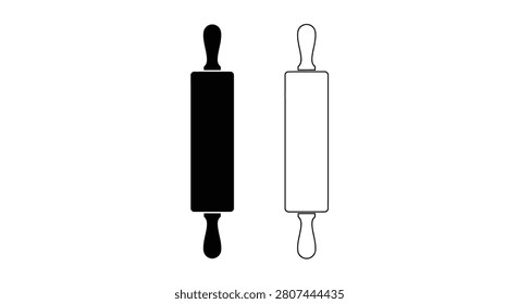 Rolling Pin Silhouette In Black And White Minimalist Design Silhouette