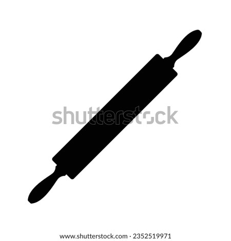 Rolling Pin Silhouette. Black and White Icon Design Elements on Isolated White Background