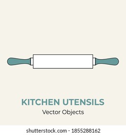 Rolling pin simple form vector illustration. Vector line illustration isolated rolling pin logo icon cafe menu banner. Kitchen utensil culinary baking logo. Silhouette rolling pin isolated background