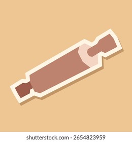 Rolling Pin Sticker with Flat Soft Color Palette in Cutout Style

