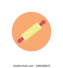 Rolling Pin Vector Icon Flat Style Illustration.