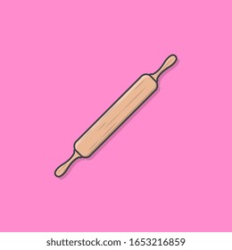 Ilustración del icono del vector de rodillo. Cocina Utensil Para Cocinar
