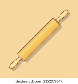 Rolling Pin Vector Icon Illustration with Outline for Design Element, Clip Art, Web, Landing page, Sticker, Banner. Flat Cartoon Style