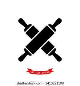 rolling pin vector icon in trendy flat design