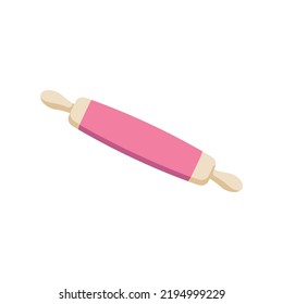 
Rolling pin. Vector illustration of a pink rolling pin for food preparation in the kitchen. Kitchen utensils for article or packaging design. 