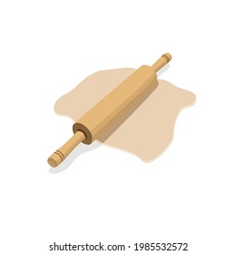 rolling pin vector illustration. a tool for grind flour to make cake. bakery equipment.