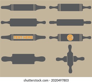  Rolling pin vector, . Rolling pin sign symbol icon vector illustration, Split Monogram silhouette.

