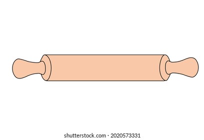 Rolling pin vector stock illustration. A tool for a baker, making dough. Isolated on a white background.