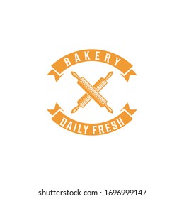 rolling pin, vintage bakery logo Ideas. Inspiration logo design. Template Vector Illustration. Isolated On White Background