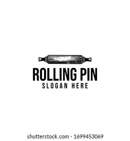 rolling pin, vintage bakery logo Ideas. Inspiration logo design. Template Vector Illustration. Isolated On White Background