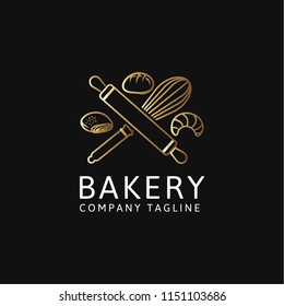 Rolling Pin And Whisk Bakery Logo Design