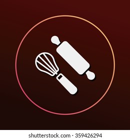 Rolling pin, whisk icon