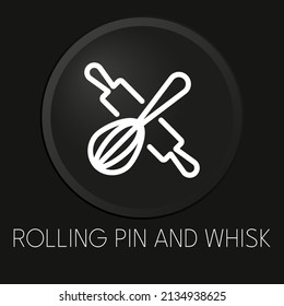 Pin de rodadura y susurra un icono de línea vectorial mínimo en el botón 3D aislado en el fondo negro. Vector Premium.

