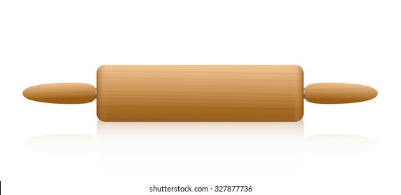Rolling pin with wooden texture. Isolated illustration over white background.