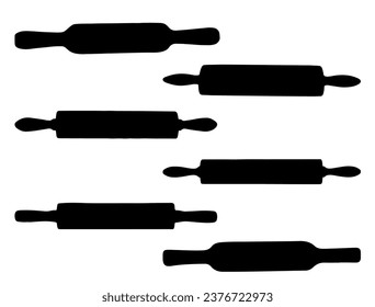 Rolling pins silhouette vector art white background