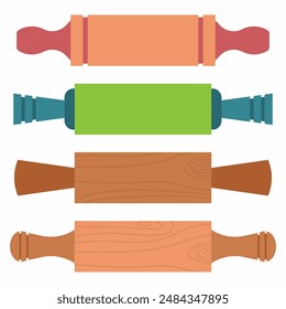 Rolling pins vector cartoon set isolated on a white background.