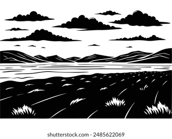 Rolling Plains Grassland Silhouette Design