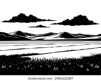 Rolling Plains Grassland Silhouette Design