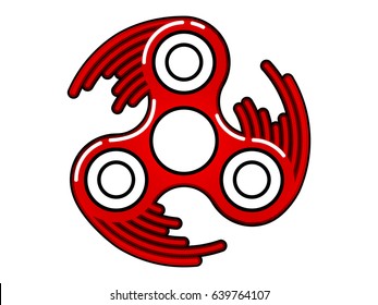 Rolling red fidget spinner icon - Most popular toy for stress relief . Isolated vector illustration. Kinesthetic toy