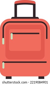 Rolling red suitcase. Travel symbol. Luggage icon
