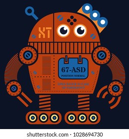 Rolling robot 2 illustration. Artistic design of futuristic mechanism. Design for kids.