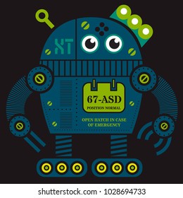 Rolling robot 2 illustration. Artistic design of futuristic mechanism. Design for kids.