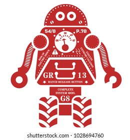 Rolling robot illustration. Artistic design of futuristic mechanism. Design for kids.